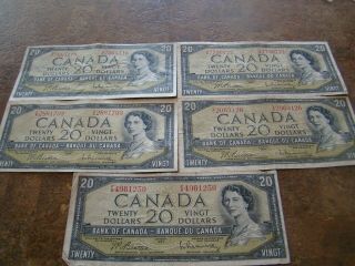 Bank Of Canada 20.  00 Dollards 1954 Beatie Rasminsky