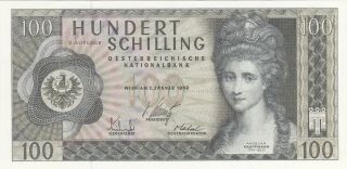 100 Schilling Extra Fine Crispy Banknote From Austria 1969 Pick - 146