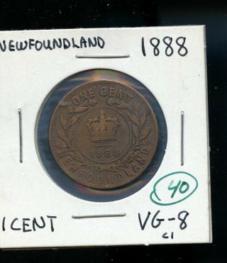 1888 Newfoundland Large Cent Vg Dsp149