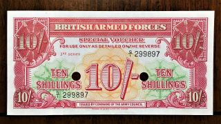1956 British Armed Forces 3rd Series 10 Shillings Special Voucher Note P M28b