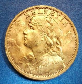 1935 Swiss Gold 20 Francs - Helvetia - Bu - Bright Crisp 84 Year Old Swiss Gold