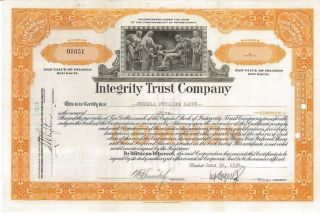 Integrity Trust Company 1934 Pennsylvania Old Stock Certificate Share