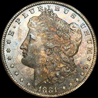 1881 - Cc Morgan Silver Dollar Highly Uncirculated Carson City Vibrant Toning Nr