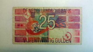 Scarce Netherlands 25 Gulden 1989 Banknote
