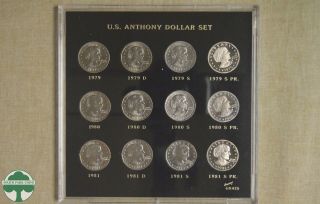 1979 - 1981 U.  S.  Susan B.  Anthony Dollar 12 - Coin Set In Capital Plastics Holder