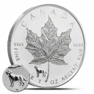 2018 $5 Canada 1 Oz Silver Maple Leaf Lunar Dog Privy Reverse Proof Coin Bu