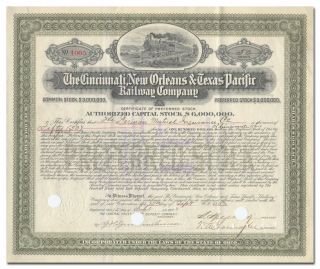 Cincinnati,  Orleans And Texas Pacific Railway Company Stock Certificate