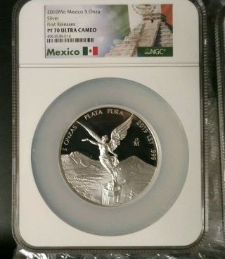 2019 Mexico Silver Libertad 5 Onza Ngc Pf 70 Uc First Releases 5 Oz