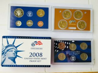 2008 - S U.  S 14 Coin Proof Set.  Complete And In Blue Paper Box