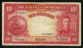 Bahamas 1936,  10 Shillings,  P10d