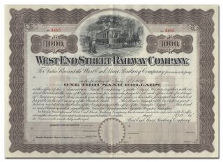 West End Street Railway Company Bond Certificate (massachusetts)