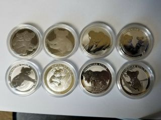 2008 - 09 - 10 - 11 - 12 - 13 - 14 - 15 Australian.  Silver Koala Bu (set Of Eight 1/2 Oz Coins)