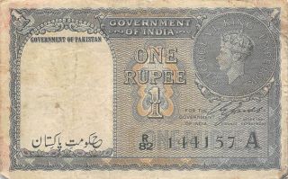 Pakistan 1 Rupee Nd.  1948 P 1a Series R/32 Scarce Circulated Banknote Mex12