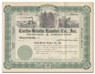 Curtis - Brislin Lumber Company,  Inc.  Stock Certificate (brooklyn,  York)