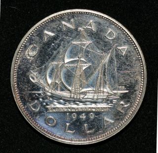 A Canada 1949 Silver Dollar Bu Unc Prooflike Newfoundland Commem $1 Coin