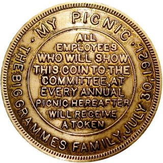 1921 Allentown Pennsylvania Good Luck Swastika Token Grammes Family Picnic