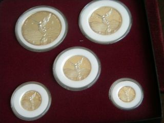5 Mexican Coins 1996 Proof Set Libertad.  999 Fine Silver Low Mintage