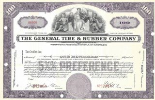 The General Tire & Rubber Company.  Abn " Specimen " Preferred Stock Certificate