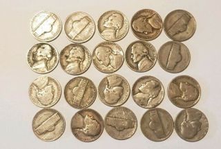 1rolls (40 Coins) War Nickels,  35 Silver,  Silver Nickles