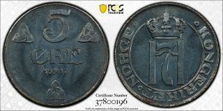 Sj32 Norway 1917 5 Ore Pcgs Ms64 One Of A Kind In This Grade