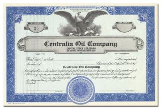 Centralia Oil Company Stock Certificate
