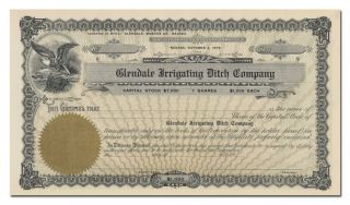 Glendale Irrigating Ditch Company Stock Certificate