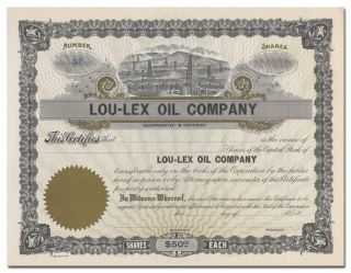 Lou - Lex Oil Company Stock Certificate