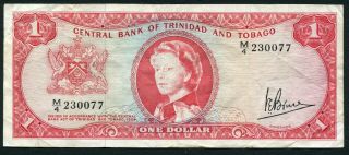 Trinidad & Tobago 1$ 1964 Young Qeii - P26c - Signature 3 - Fine