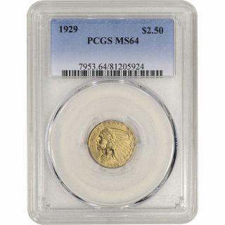 Us Gold $2.  50 Indian Head Quarter Eagle - Pcgs Ms64 - Random Date