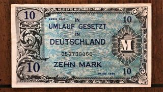 1944 Germany Ww Ii Allied Military Currency 10 Marks Pick 194b,  Extra