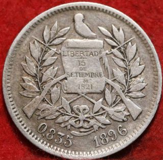1896 Guatemala 2 Reales Silver Foreign Coin