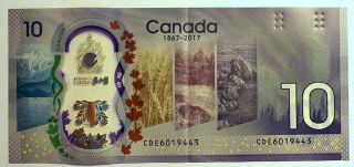 Canada 2017 Issue $10 Canada 150 Anniversary,  Produced On Polymer