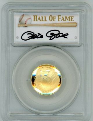 2014 - W $5 Gold Proof Baseball Hall of Fame PCGS PR70 Pete Rose Autographed 3