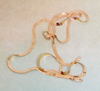 8 Grams 14k Yellow Gold Scrap Necklace Flat Snake Chain 26 " Italy A04 Kinked