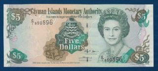 British Cayman Islands 5 Dollars 2005 P34a Unc Qeii Monetary Authority Bank Note