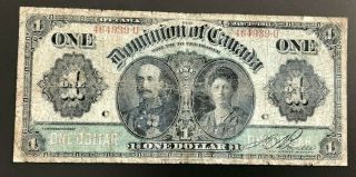 1911 The Dominion Of Canada $1 Dollar Bank Note 464939 - U Black Line Series