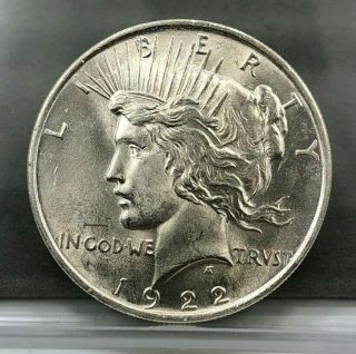 1922 Us $1 Silver Peace Dollar Au - Bu Slider Coin