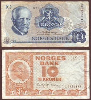 Norway 10 Kroner 1971,  1974