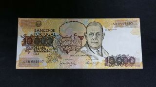 Bank Of Portugal,  10000 Escudos 1989,  Vf
