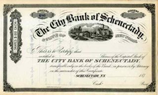 187_ City Bank Of Schenectady Stock Certificate