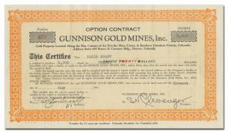 Gunnison Gold Mines,  Inc.  Stock Certificate (colorado)
