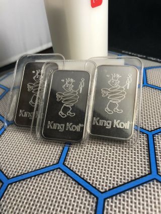 Consecutive Set Of Three Johnson Matthey King Koil 1 Oz Silver Bars 10