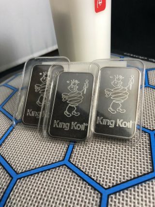 Consecutive Set Of Three Johnson Matthey King Koil 1 Oz Silver Bars