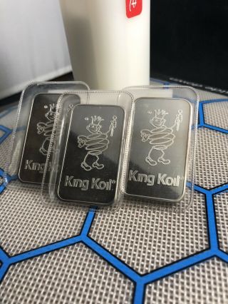 Consecutive Set Of Three Johnson Matthey King Koil 1 Oz Silver Bars 2