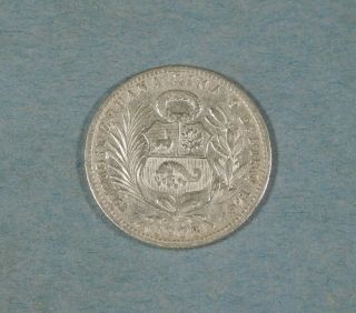 1908 Peru Silver 1/5 Sol