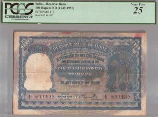 559 - 0208 India | Rep.  Elephant Series,  100 Rupees,  1950,  B.  Rama Rau,  Pcgs 25 Vf