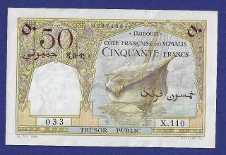 Gem Uncirculated 50 Francs 1952 Banknote From Djibouti