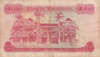 10 RUPEES FINE BANKNOTE FROM BRITISH COLONY OF MAURITIUS 1967 PICK - 31 2