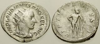 023.  Roman Silver Coin.  Gordian Iii.  Ar Antoninianus.  Rome.  Hercules.  Vf