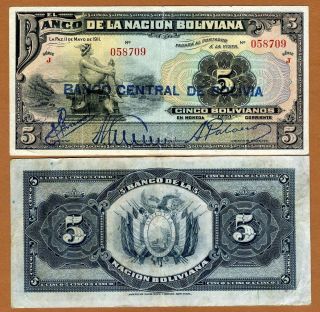 Bolivia,  5 Bolivanos,  1929,  P - 113,  Vf Hand Signed